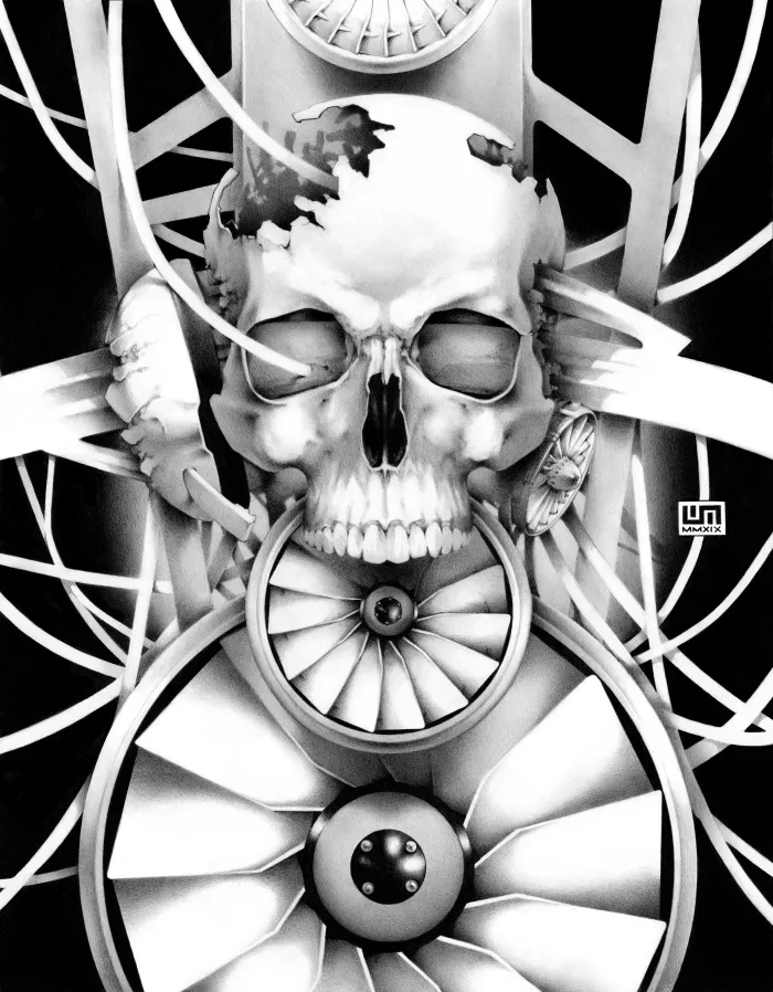 Machineries 02,  pencil artwork by Warren Montrose