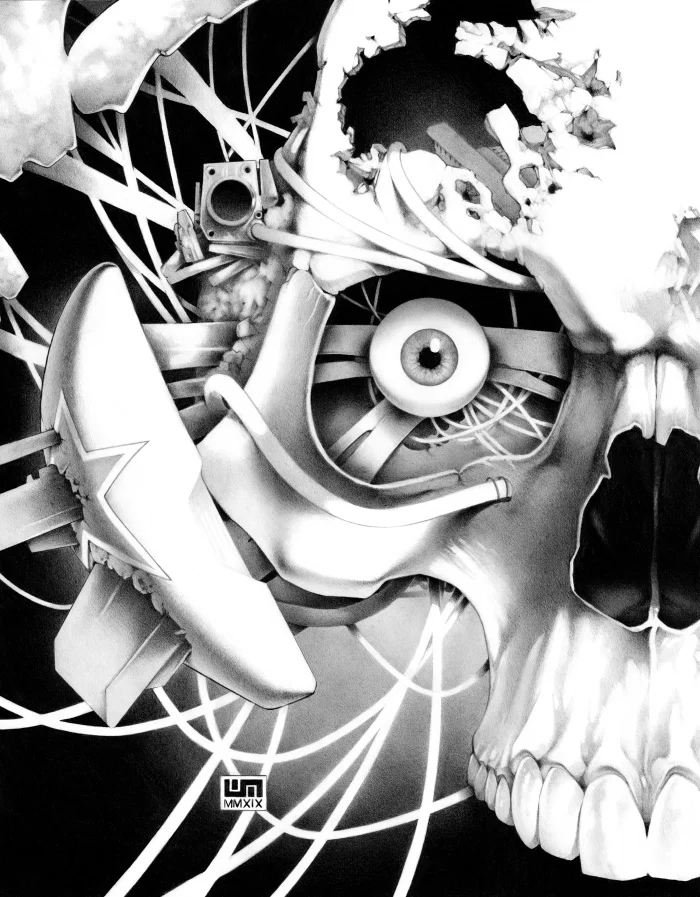 Machineries 01,  pencil artwork by Warren Montrose