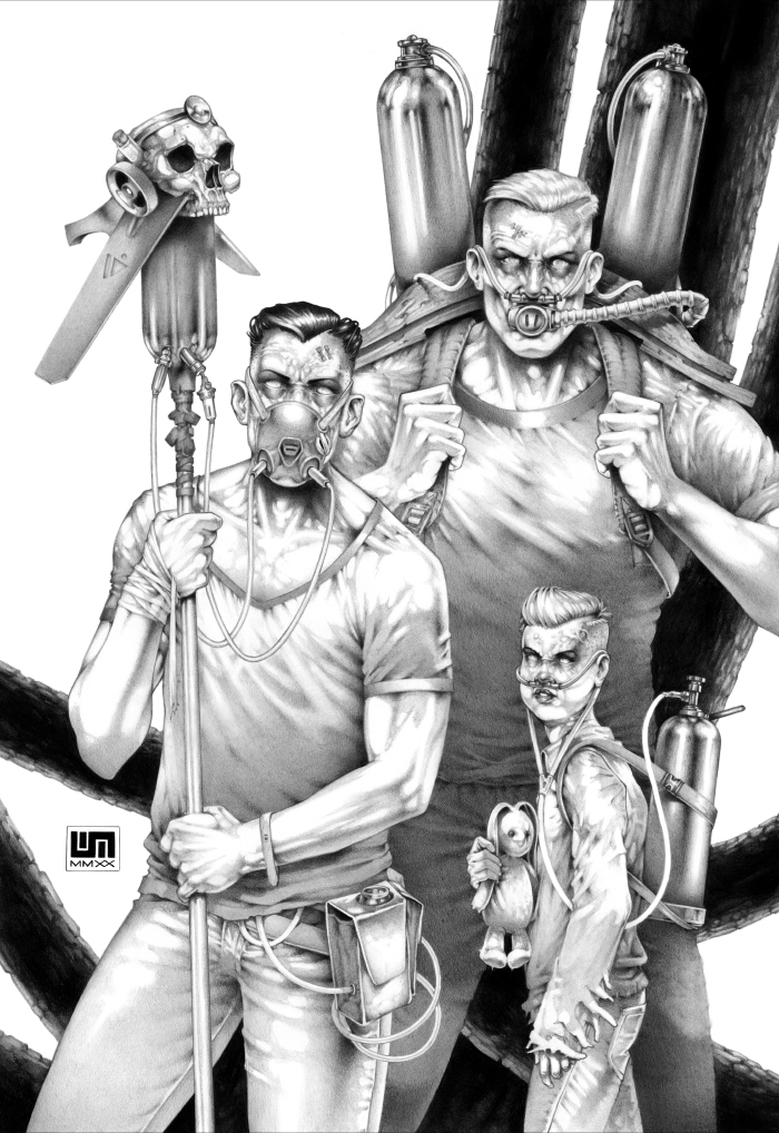 One Plague Fits All,  pencil artwork by Warren Montrose