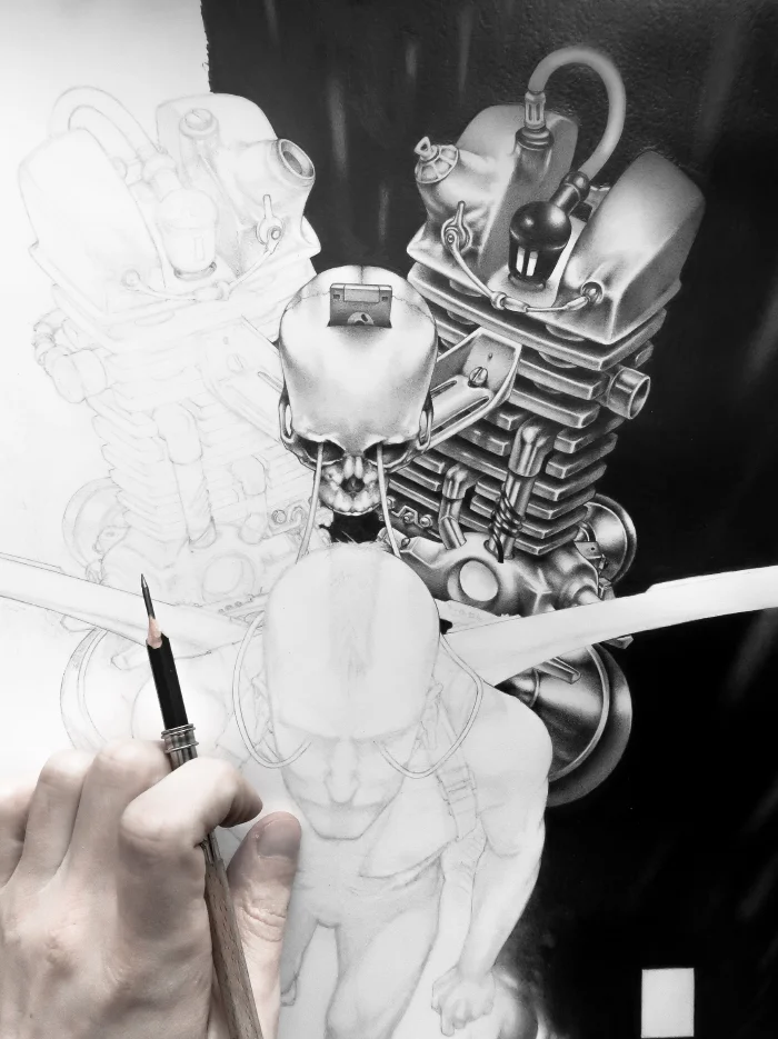 Machineries 15,  pencil artwork by Warren Montrose