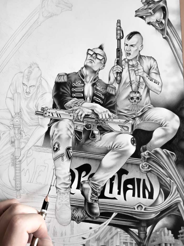 Operation Pariah,  pencil artwork by Warren Montrose