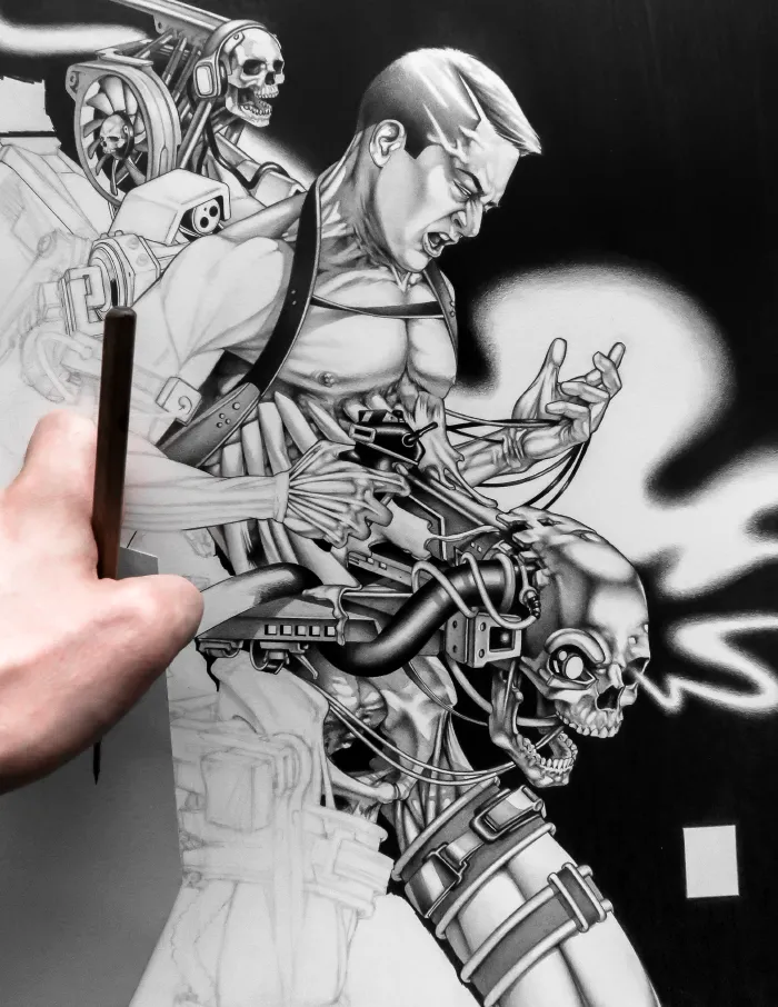 Machineries 21,  pencil artwork by Warren Montrose