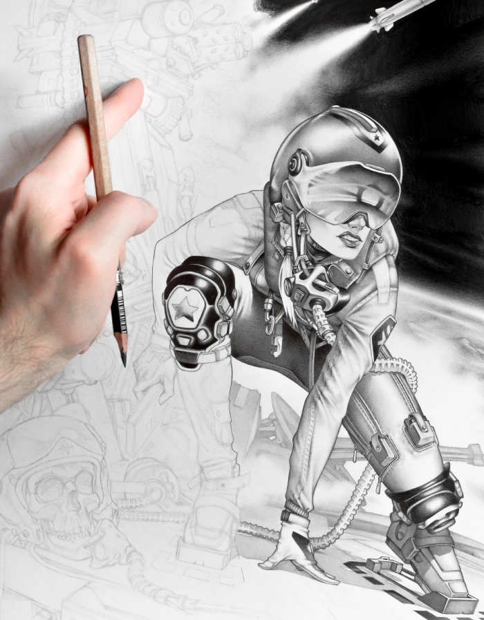 Machineries 24,  pencil artwork by Warren Montrose
