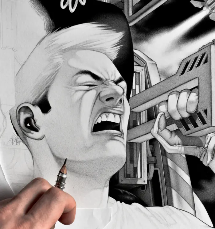 Machineries 26, pencil artwork by Warren Montrose