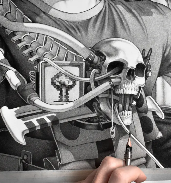 Machineries 26, pencil artwork by Warren Montrose